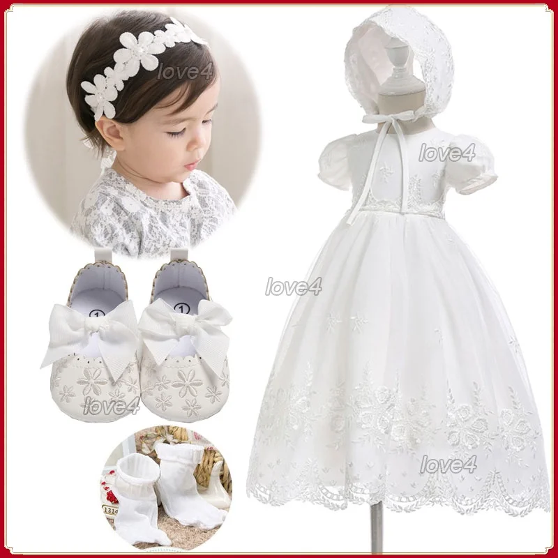 Christening Dress for Baby Girl Clothes Newborn Set Vintage Lace Baptism Dresses Infant Girls 1st Birthday Wedding Gown