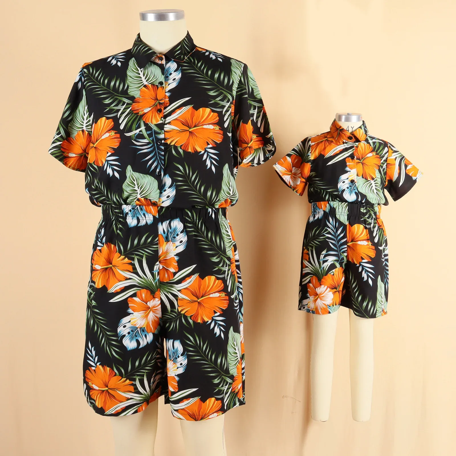 2026 New Summer Women Men Boys Girls Family Matching Outfit Floral Pattern Mom Daughter Dress Dad Son 2 Pieces Suit Holiday Wear