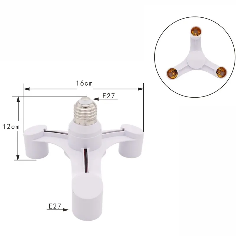 Adaptador de bombillas LED extendidas, soporte divisor de enchufe para estudio fotográfico, E27 a E27, 3 en 1