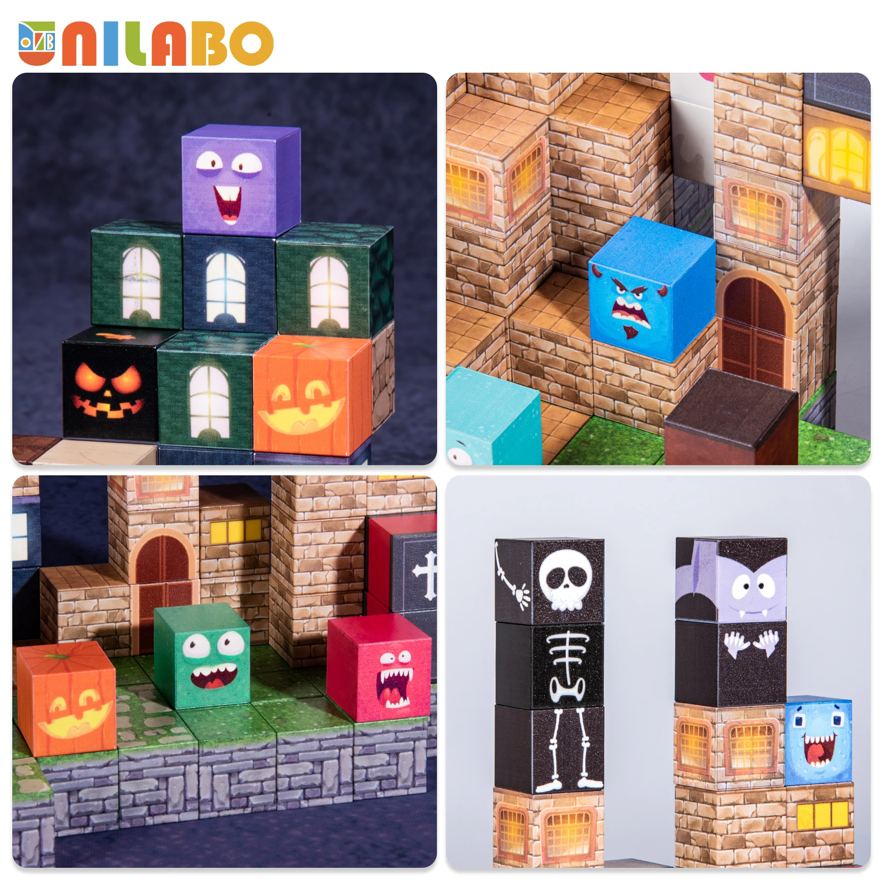 Unilabo 137 pièces blocs de construction magnétiques lumineux, jouets de jeu STEM améliorés Halloween 2025, cadeaux d'anniversaire de noël pour enfants de 3 ans et plus