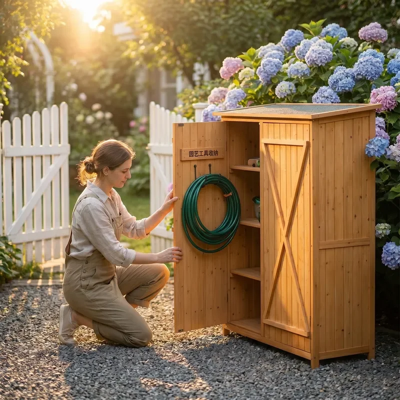 Hot Sale Outdoor Solid Wood Locker Large Capacity Anti-corrosion Rainproof Easy Assembly Storage Cabinet for Garden Patio