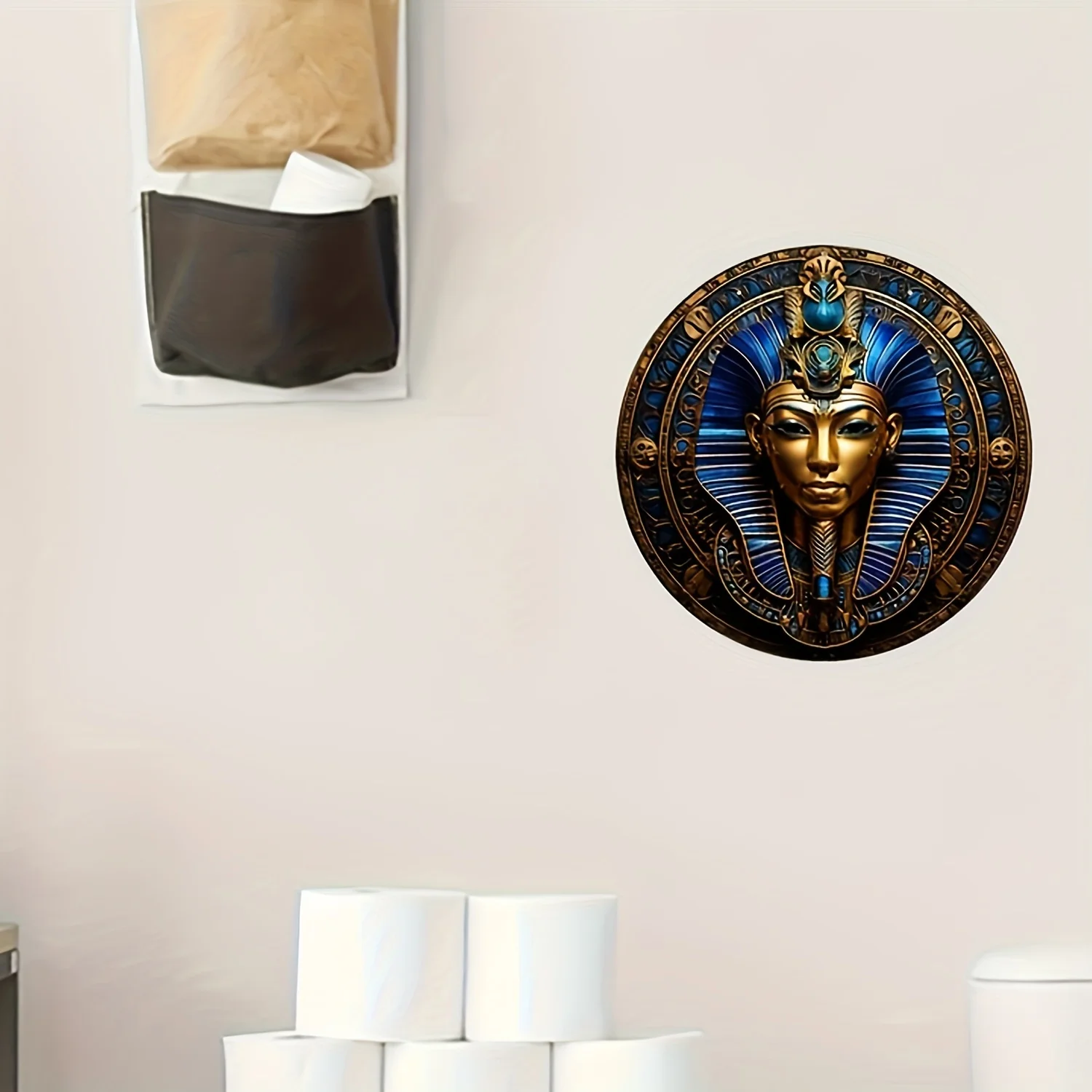Egyptian Pharaoh Mask Acrylic Light Catcher-Round Wall Hanging Decor For Home,Garden,Hotel,Restaurant,Summer,Holiday Gift