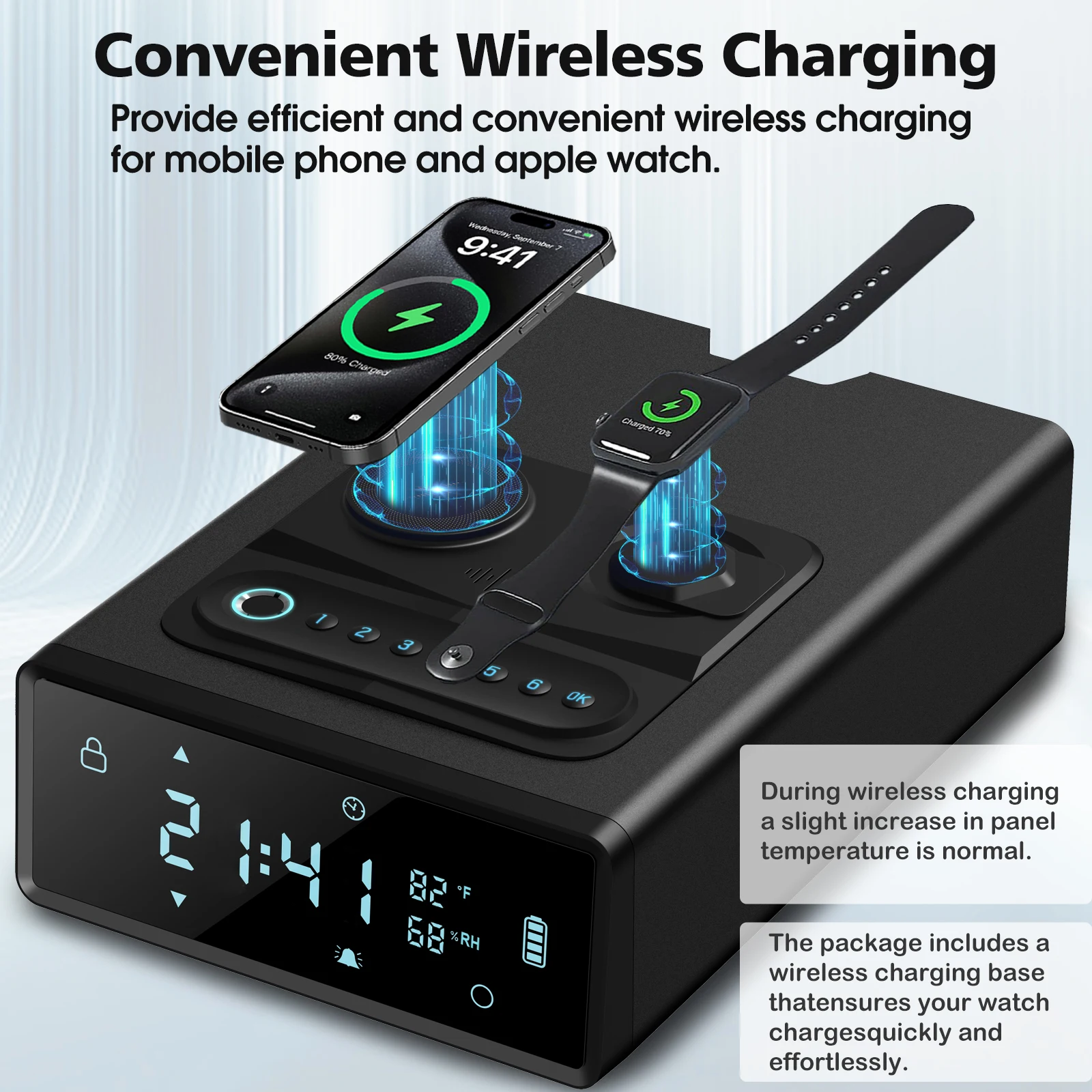 Hidden Smart Electronic Gun Safe Box fingerprint key password Phonewordunlock LED Display Wireless Charging For Cash Jewelry Gun view 5