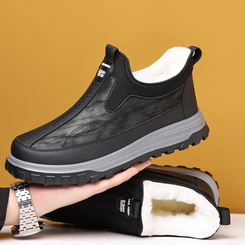 

Winter new men's cotton shoes and velvet anti-skid men's snowshoes warm thicker cotton boots outdoor men's boots