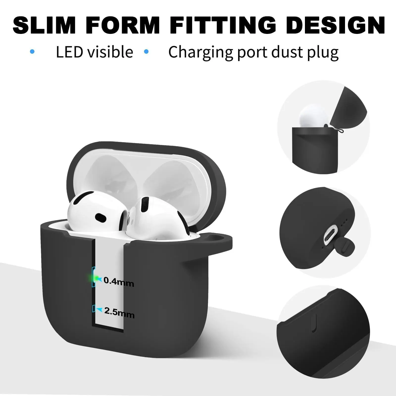 Funda para Airpods de 4 generación con Kit de limpieza, llavero, protección contra caídas, estuche de carga inalámbrica para Airpods 4, para mujeres y hombres