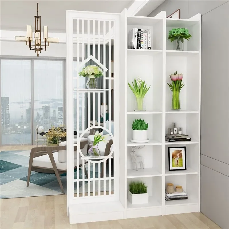 Modern White Screen Partition Shelf for Living Room Office Simple Decorative Door Cabinet Divider Storage Unit Home