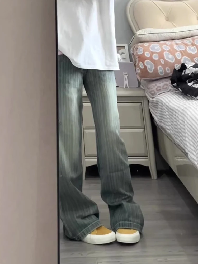 

Waed Bamboo Node Men's Jeans Straight Leg Long Version Flared Pants American Vibe Cotton Polyester Blend Wear Resistant