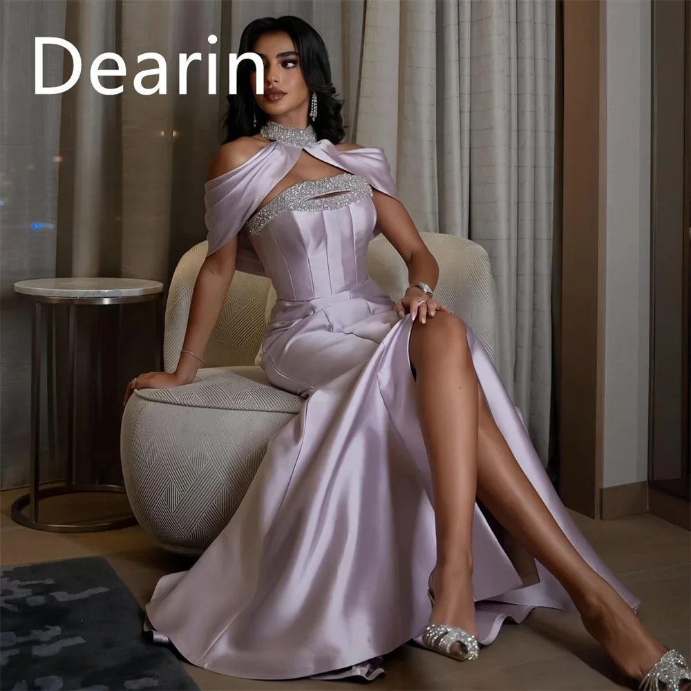 Customized Evening Dress Prom Gown Formal Women Dearin Halter Mermaid Floor Length Skirts Draped Bespoke Occasion Dresses Party