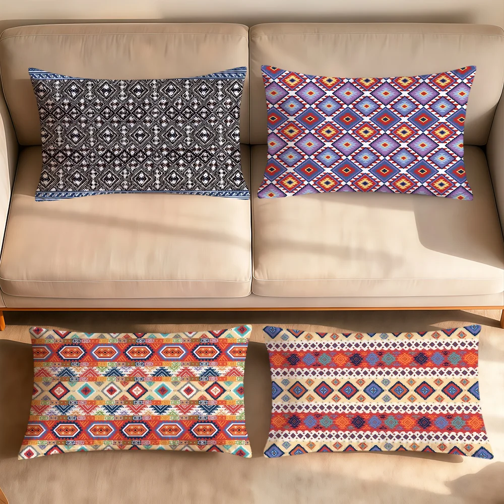 Retro Ethnic Style Patterns Cushion Cover Rectangle Pillowcover Home Sofa Living Room Bed Dorm Bedside Hogar Pillowcase Gift