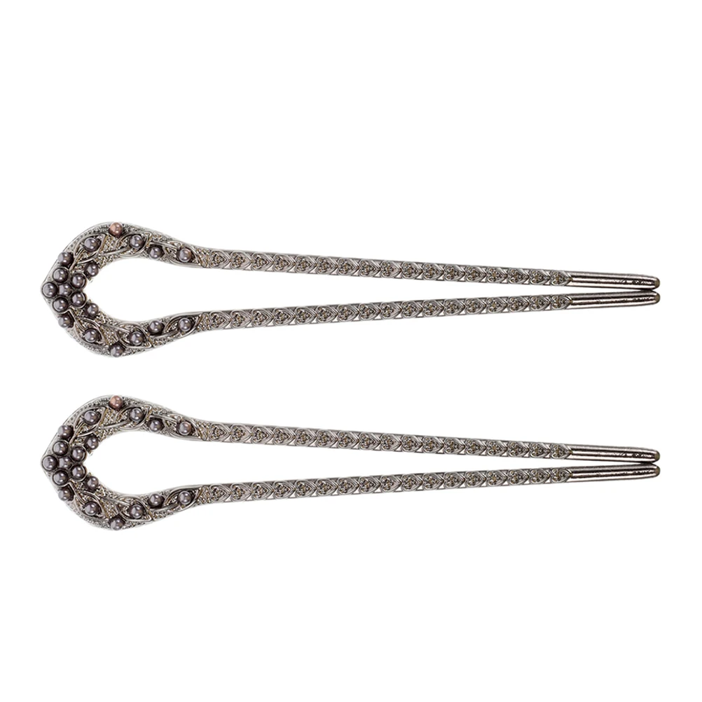 

2pcs Hairpin Alloy Pins for Buns UShaped Stability Simulation Pearl Design Longlasting Material Elegant Appearance Versatile