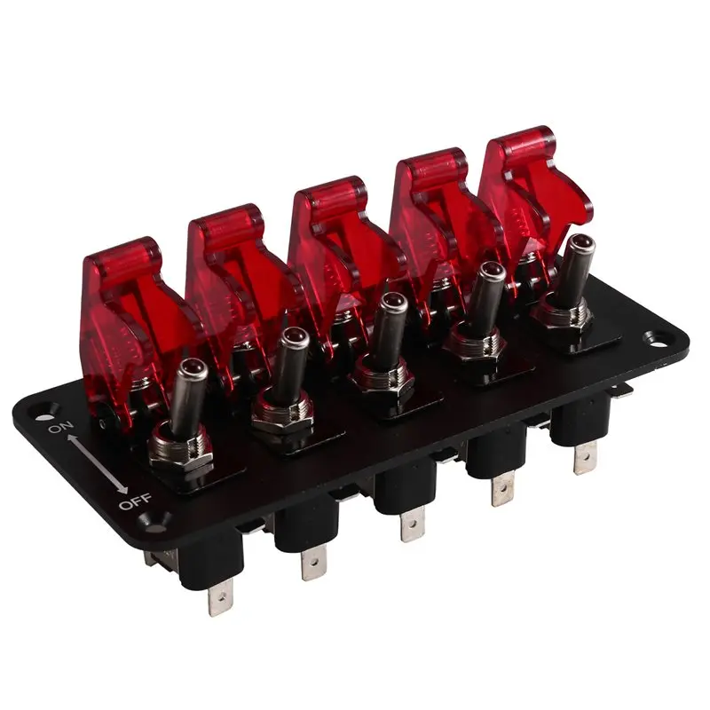 Efficientt-Auto Ignition Switch Panel Start 12V 20A 5 Rocker Toggle Push Button LED Indicator For Racing For Car Vehicles