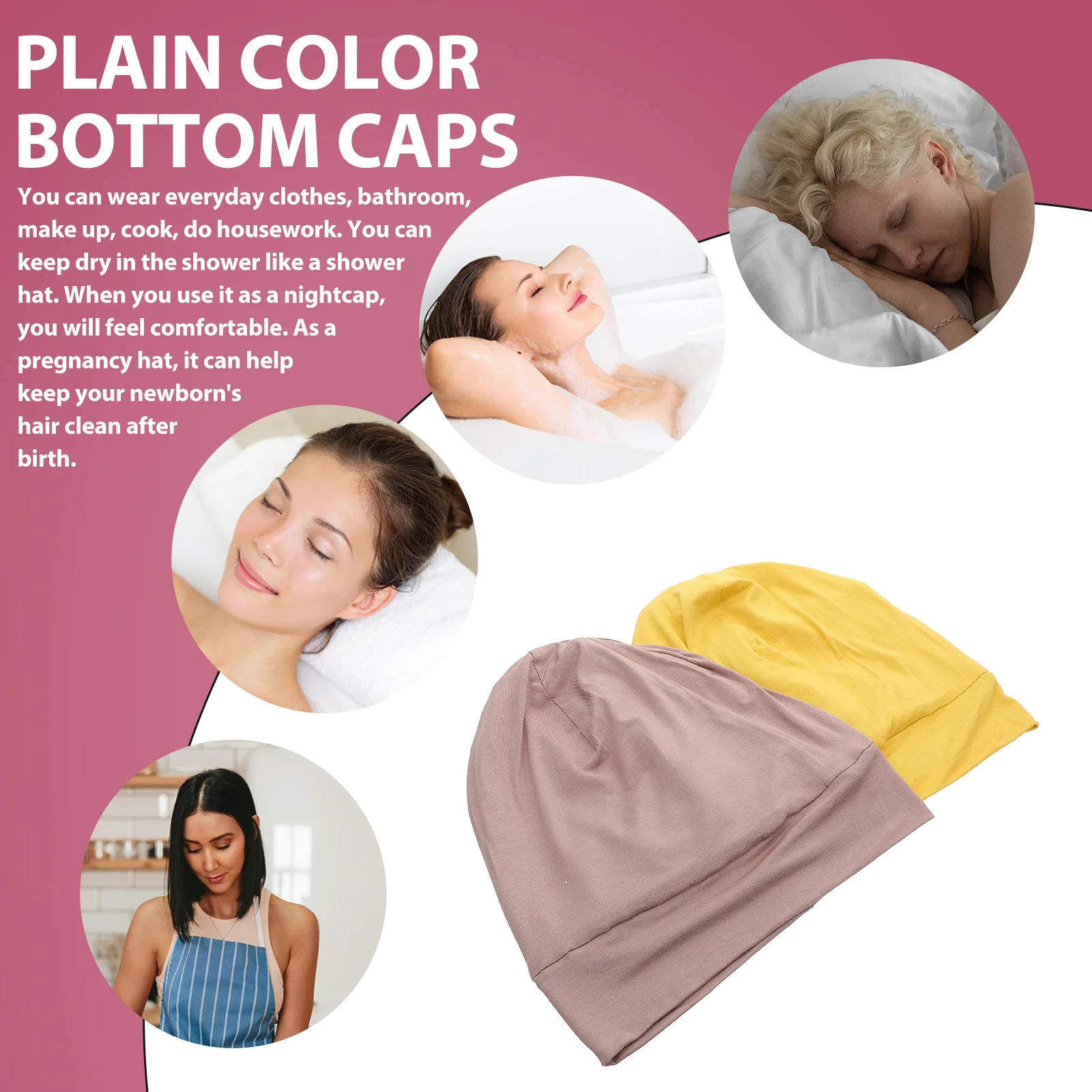

2pcs Cotton Sleep Hats Household Hair Bonnets Women Chemo Caps Comfortable Beauty Bathing Headwear For Hair Care