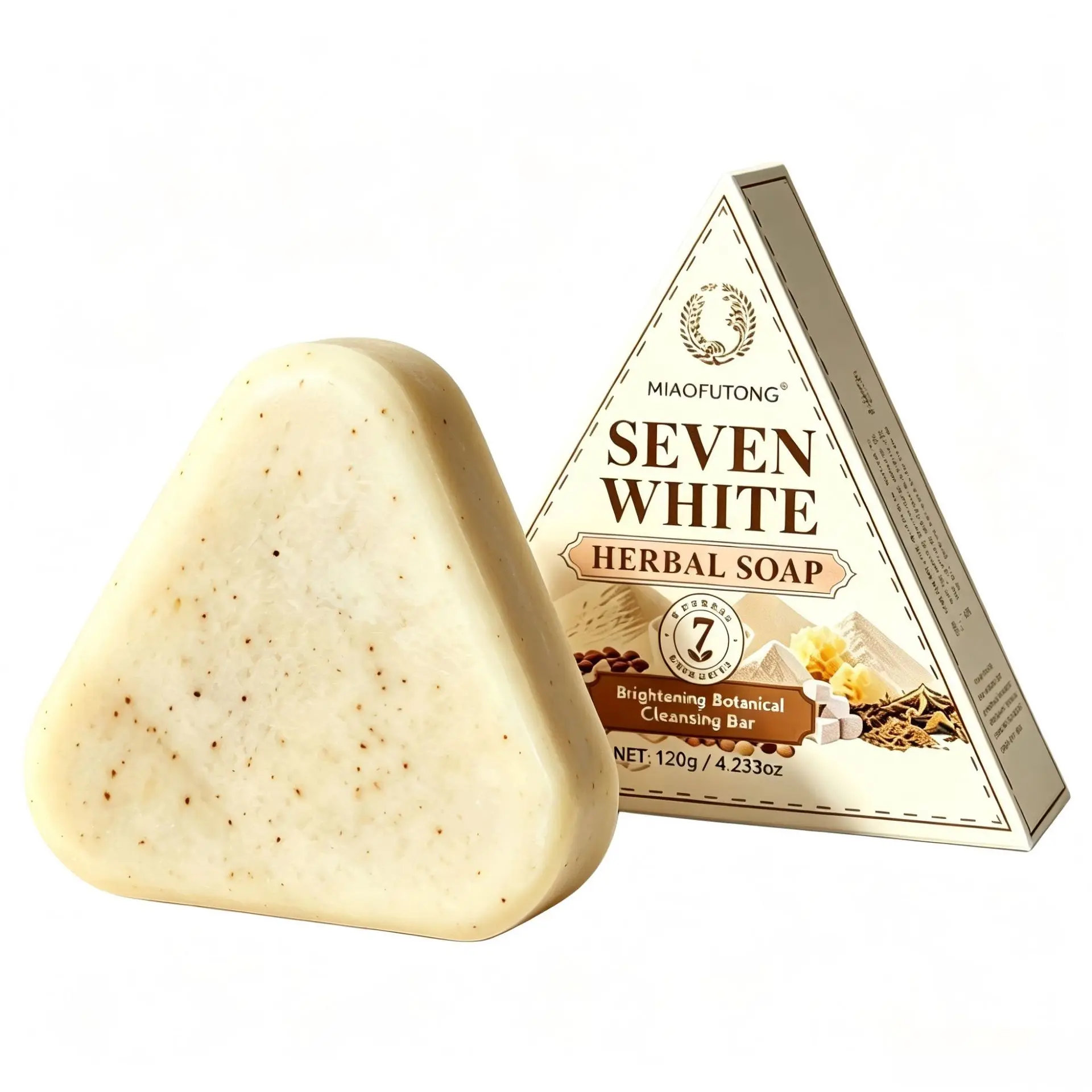 Seven-White Herbal Cleansing Soap 120g x 2pcs, Handmade Essential Oil Bar, Gentle Face Wash & Moisturizing Care