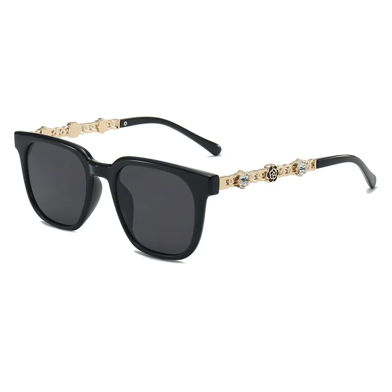 

Fashion New Camellia Rhinestone Retro Women Girl Sunglasses UV Protection Luxury Style