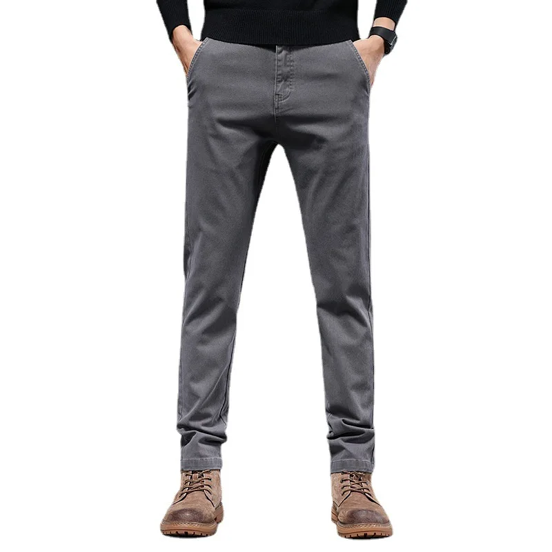 

Корейская версия трендовых свободных прямых брюк Простые брюки Весна и осень Новые повседневные эластичные комбинезоны для взрослых джентльменов