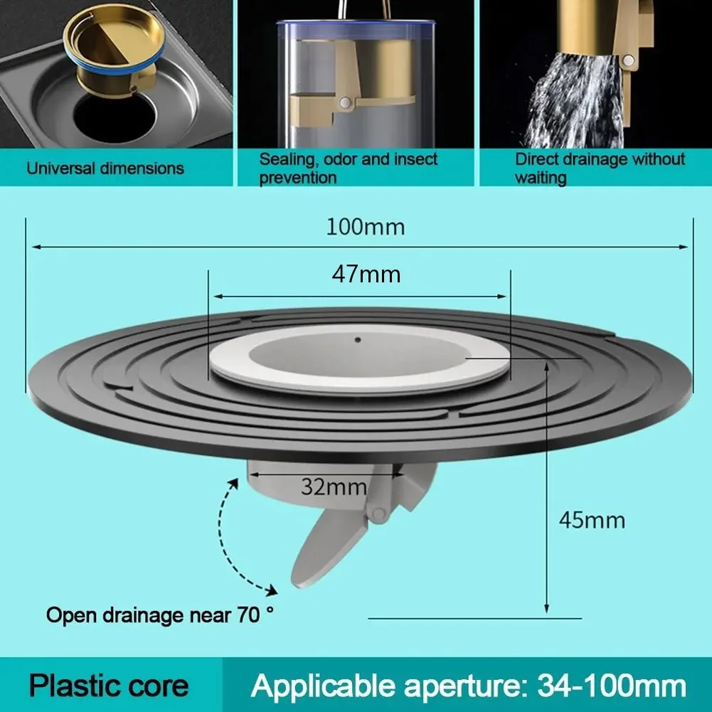 Nucleo di scarico a pavimento in ottone Drenaggio rapido A prova di odori e insetti Scarico lavello Filtro Doccia Tappo filtro antiriflusso