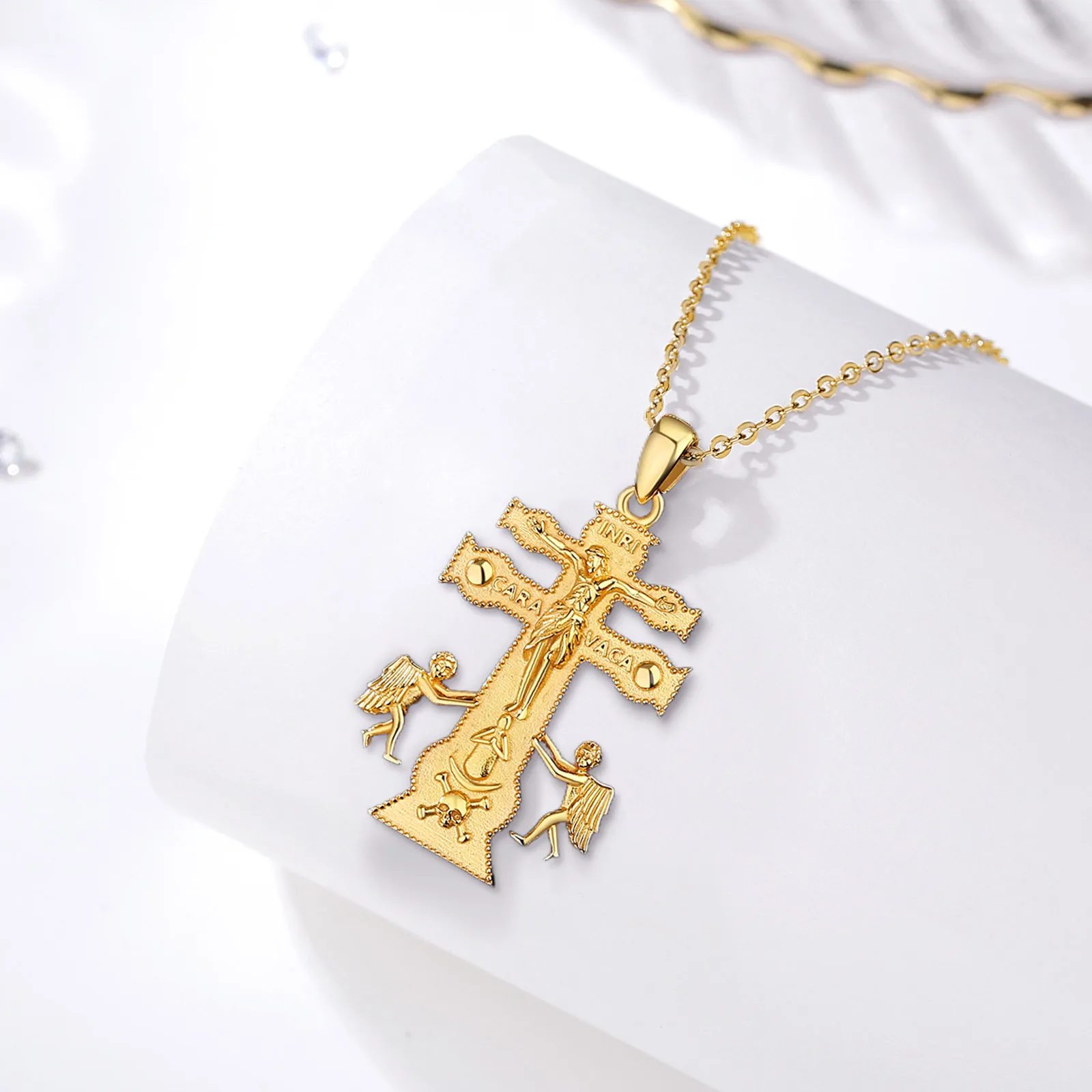 Imagem -04 - Sterling Silver Jesus Cruz Colar para Homens e Mulheres Ouro 18k Jóias Religiosas Presente Requintado Novo Eudora-925