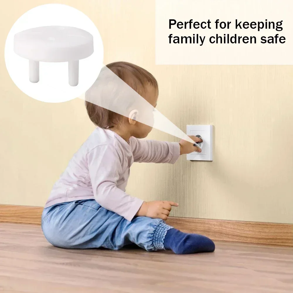 White electrical safety socket cover — baby care anti‑shock rotate protector for children's safety 5