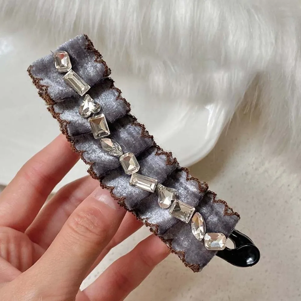 

Элегантная заколка-бананка в корейском стиле, квадратная, со стразами, вертикальная, для женщин, многослойная, для плиссированного хвоста, женская