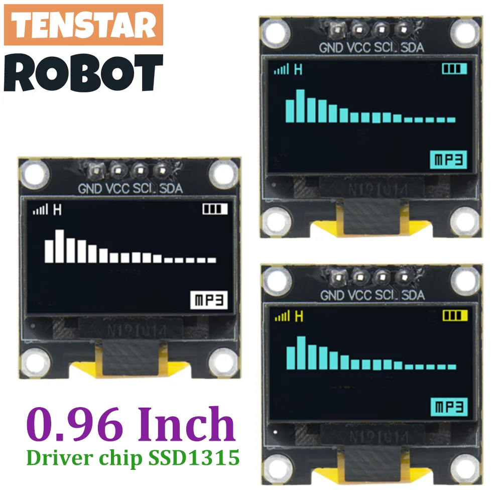 TENSTAR 0,96-calowy moduł wyświetlacza I2C OLED Układ sterownika SSD1315 Biały Niebieski Żółty 128X64 4Pin IIC Serial 12864 Płyta ekranu LCD