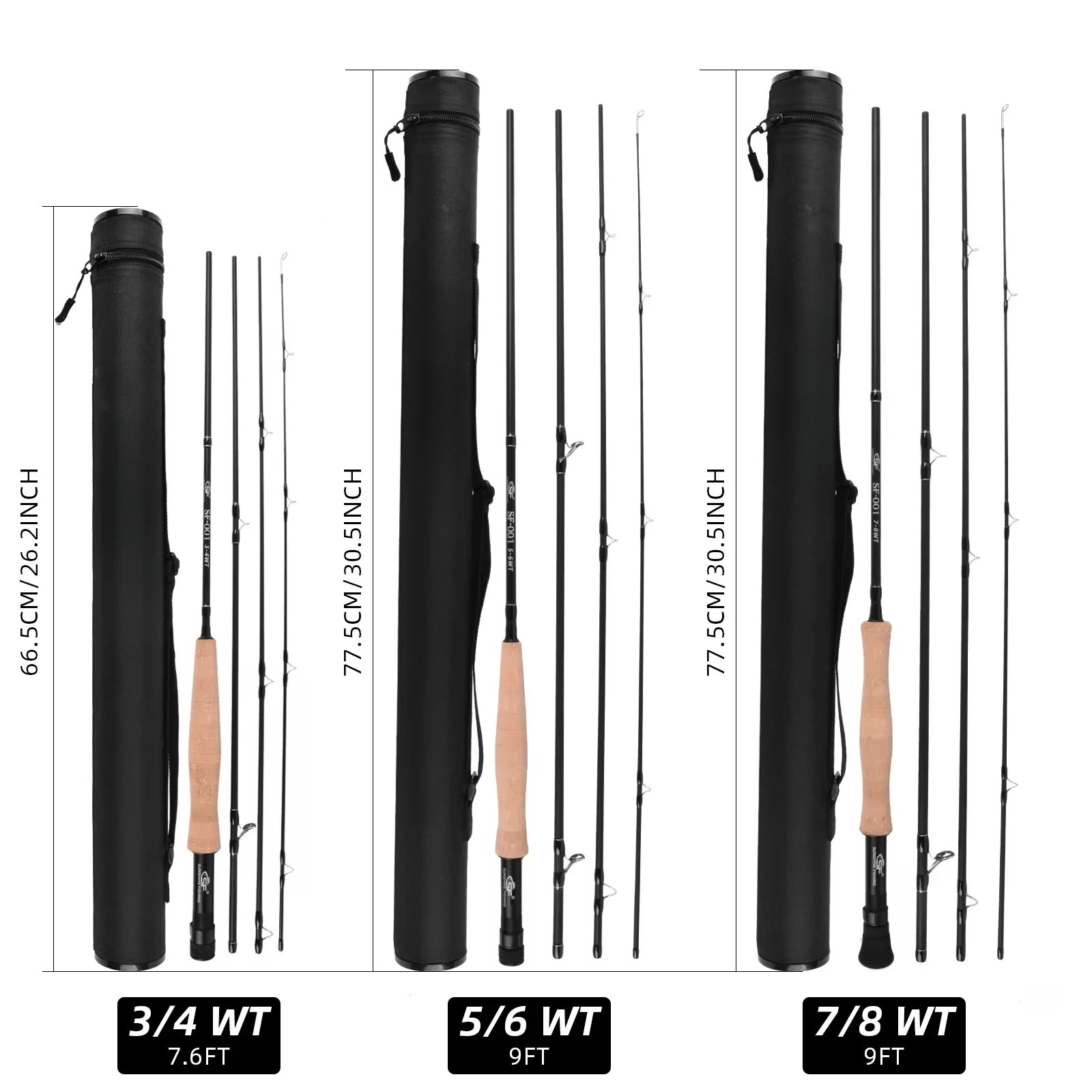 Entry level matte black fly fishing rod 3/4wt 5/6wt 7/8wt size, suitable for fly fishing beginners