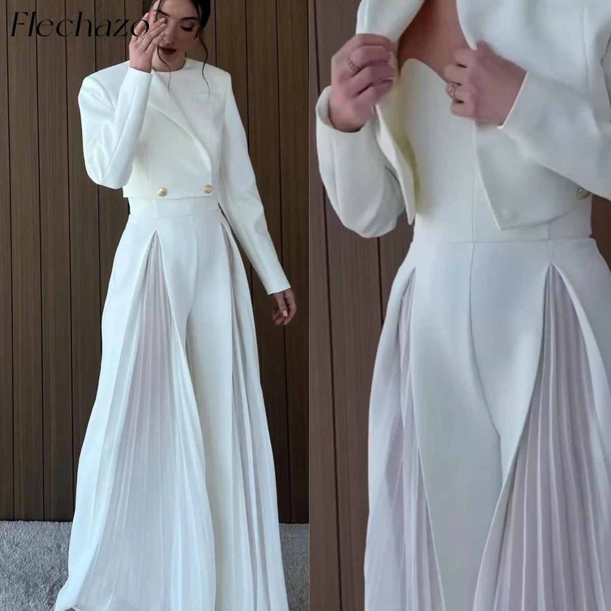 

Flechazo White Evening Dresses 2-Piece Strapless Culotte With Jacket Suit Formal Party Jumpsuit For Women 2024 Robes de soirée