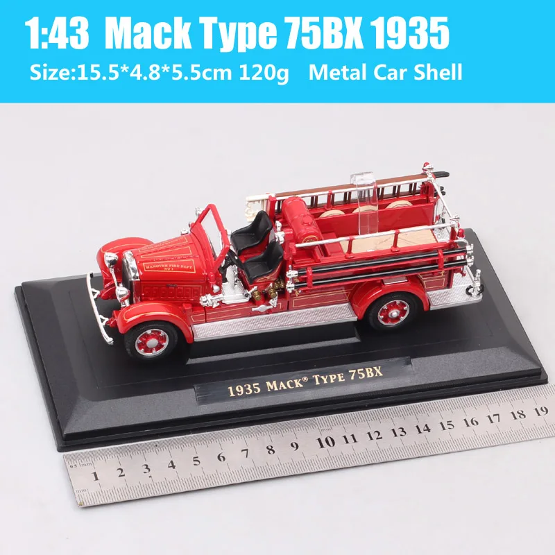 Road Signature 1/43 Scale Retro US Hanover 1935 Mack Type 75B Fire Truck Engine Diecasts & Toy Vehicles Model Cars Toy Lucky