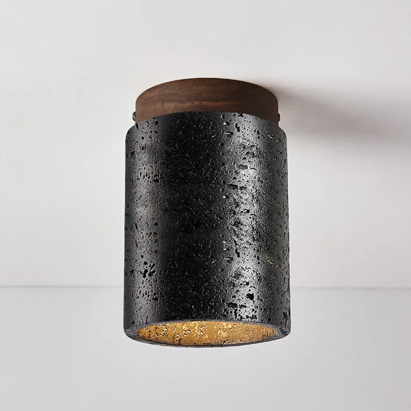

Creative Design Black Natural Stone Balcony Corridor Staircase LED Lighting Wabi Sabi Room Restaurant Premium Ceiling Lamp
