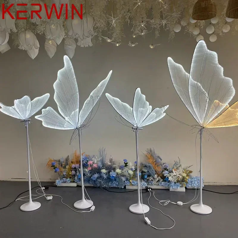 KERWIN Modern Wedding Hanging Butterflies Acrylic light LED Standing Lamp for Creative Road Load Walkway on Party Stage