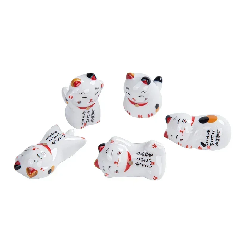 1 pcs Japanese Lucky Cat Ceramic Chopsticks Rest Lucky Cat Chopsticks Holder Racks Japanese Home Kitchen Hotel Decorations