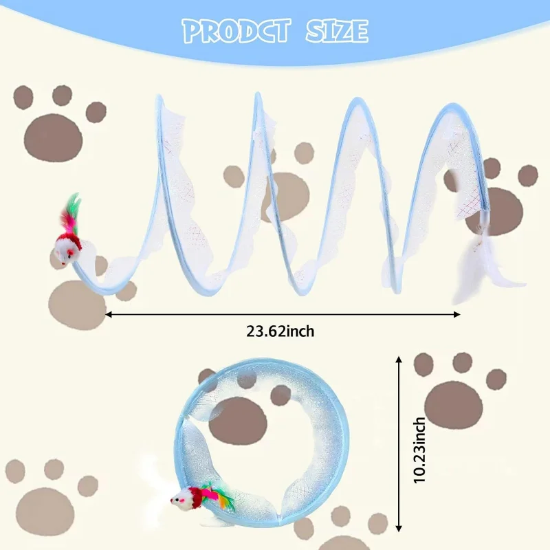 لعبة نفق القطط الصغيرة المثيرة والتفاعلية - مثالية للحيوانات الأليفة النشطة - تتضمن ريشًا وماوسًا ممتعًا - تمرينًا محفزًا