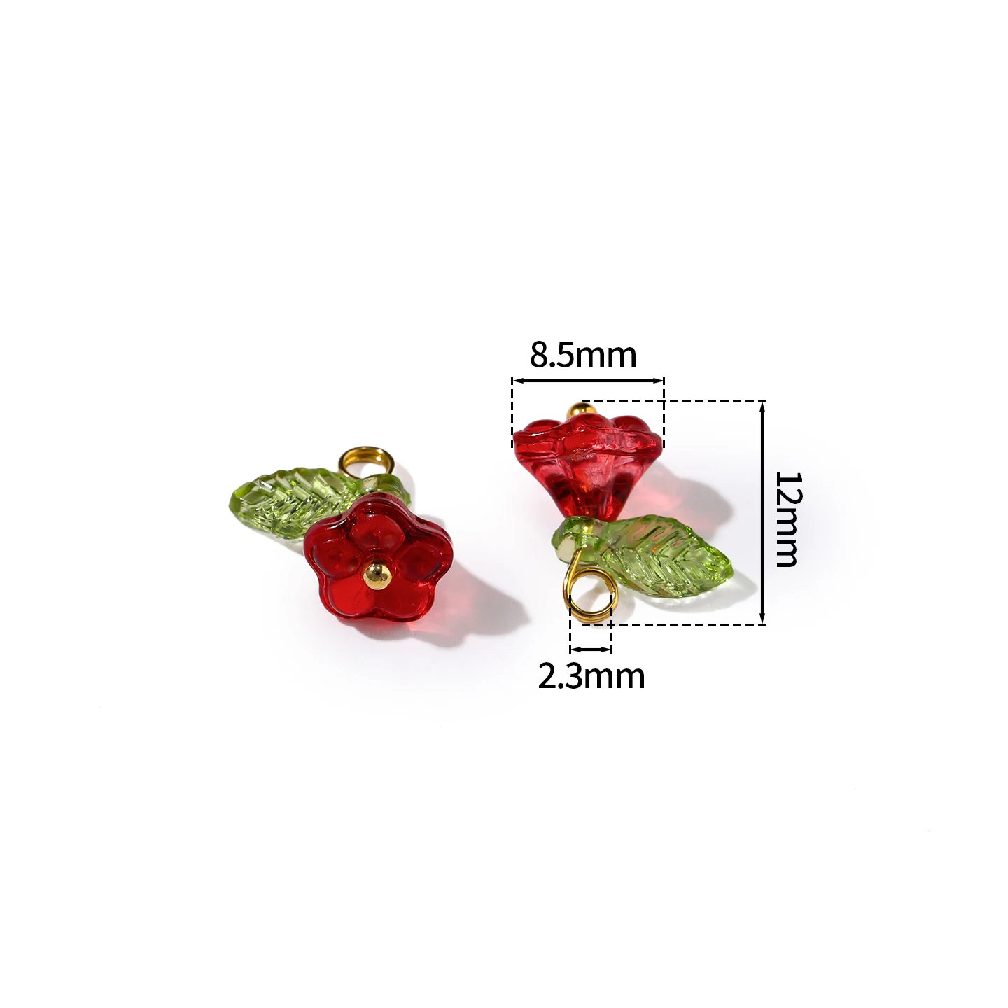 10pcs/Lots 8.5*12mm Glass Flower Colored Beads Wind Bell Flower Pendants for DIY Necklace Earring Jewelry Making Supplies