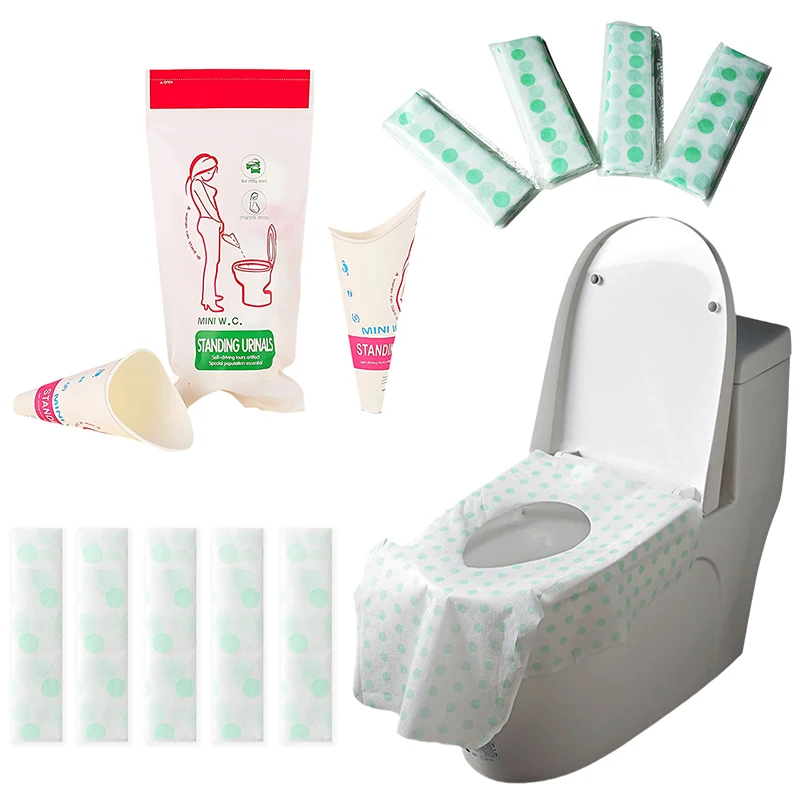Travel Toilet Kit Dot Printing Toilet Seat Cover Paper Disposable Urine Funnel Suitable for Various Shapes Hotel Camp Toilet ZYF