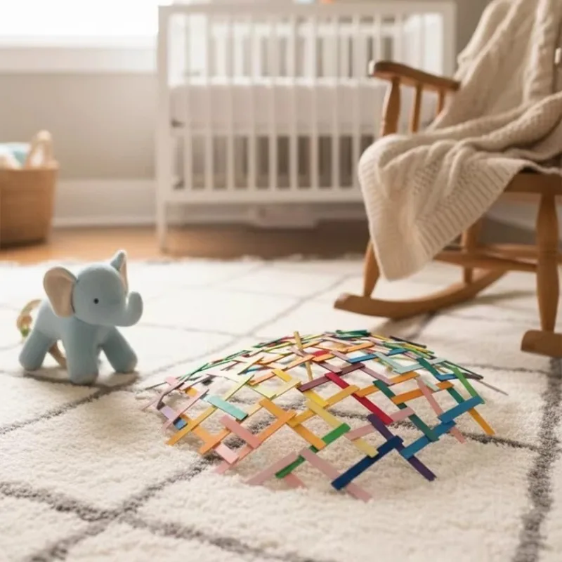 100개 무지개 나무 쌓기 블록 몬테소리 얇은 판자 빌딩 장난감 교육용 감각 놀이 장난감 유아 어린이용