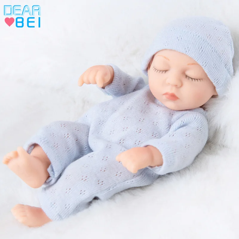 Muñeca Reborn de simulación de plástico suave de cuerpo completo para niñas, juguetes interactivos para dormir, casa de juegos, regalos, nuevo, 7 pulgadas