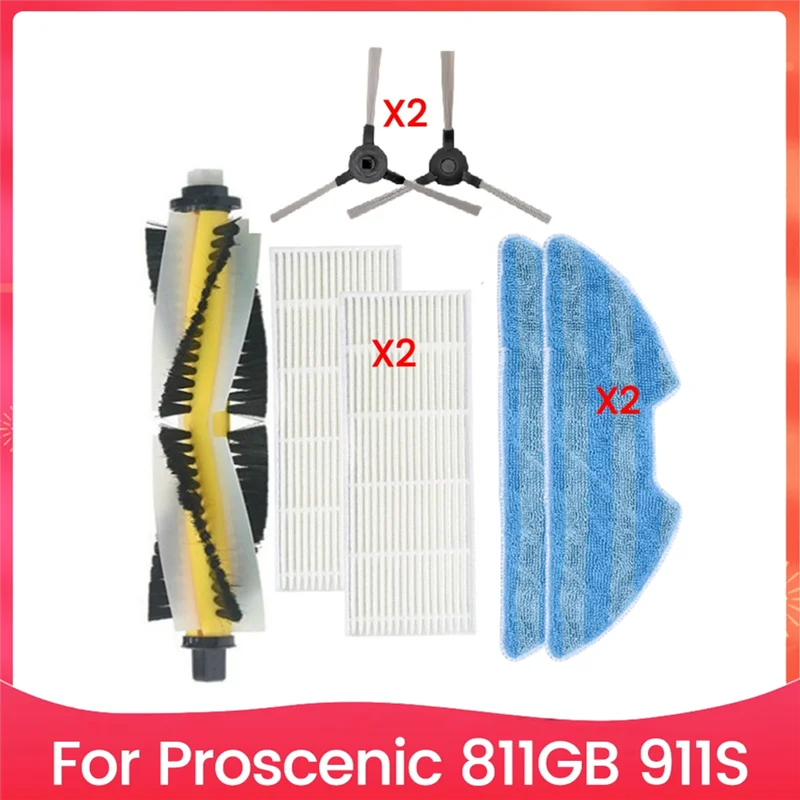 A85I-الفرشاة الرئيسية فلتر HEPA ممسحة القماش لـ Proscenic 811GB 911S مجموعة ملحقات كفاءة ملحقات التنظيف المنزلية