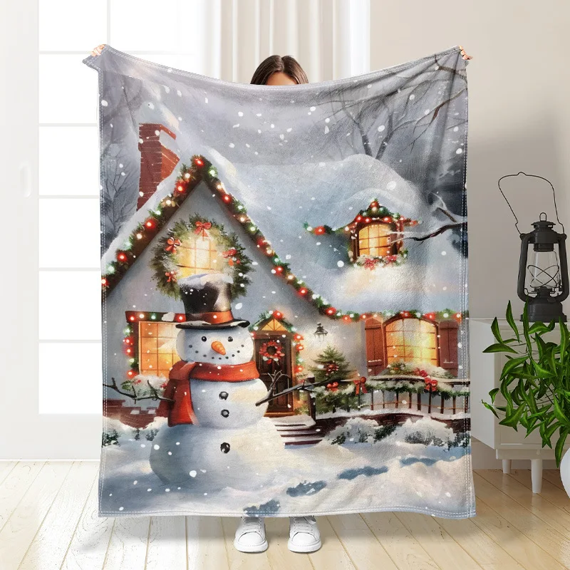 Christmas Flannel Blanket Digital Printing Flannel Blanket Factory Sofa Blanket Holiday Gift Animation Blanket