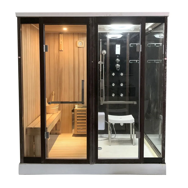 &c China Modern Electric Indoor Steam Sauna Room Spa Cabin Hemlock Solid Wood Eco-Friendly Solar Powered Spa