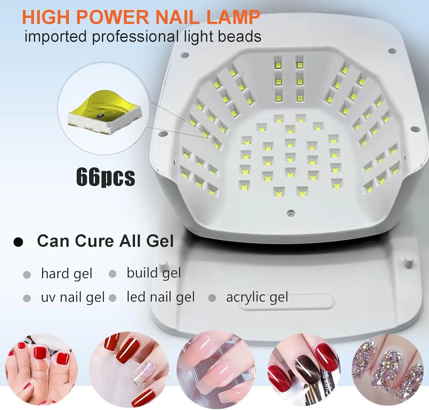 مصباح أظافر LED بالأشعة فوق البنفسجية قابل لإعادة الشحن، مجفف أظافر بشاشة لمس 15600 مللي أمبير في الساعة لأظافر الجل والأكريليك