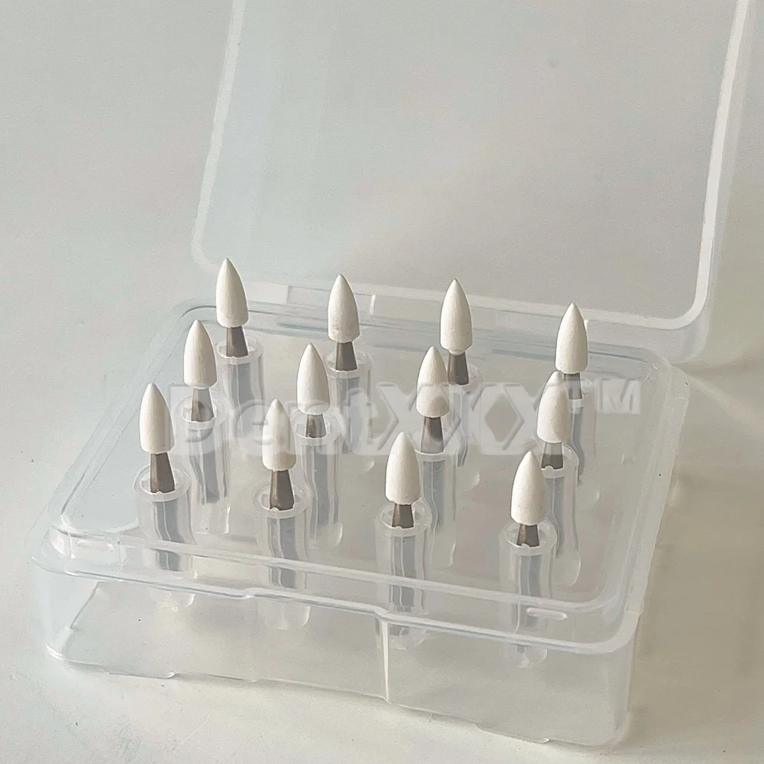 

12Pcs White Stone Polisher Grinders for 2.35mm Low Speed Contouring Shaping