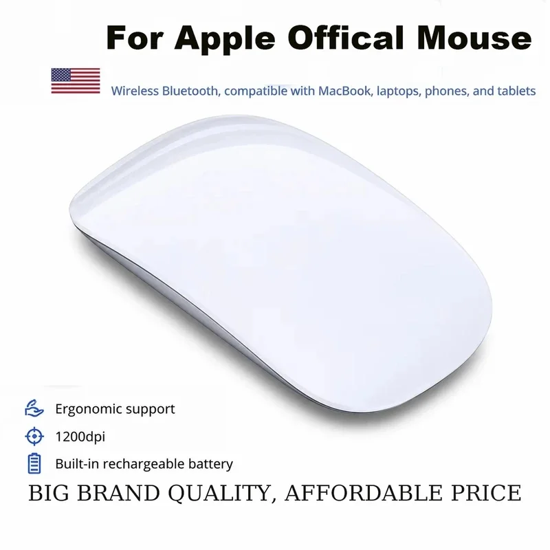 Rechargeable Bluetooth Wireless Mouse, Slim Ergonomic Optical Mouse for Apple MacBook Pro/Air, iPad Air/Pro, PC Laptop