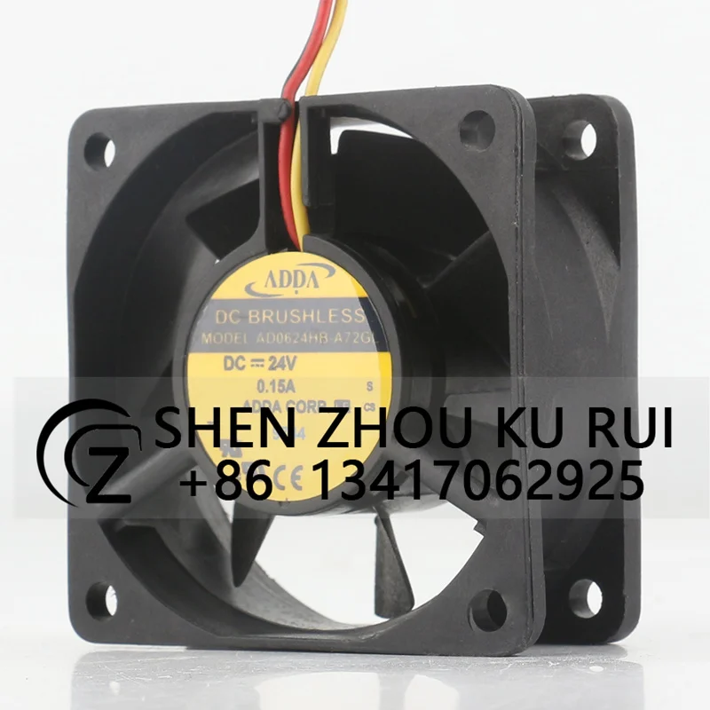 Chassis fan Original ADDA AD0624HB-A72GL DC24V 0.15A three-wire 6CM device axial flow heat fan 60*60*25MM