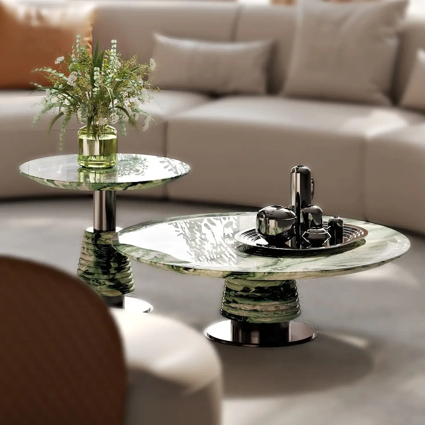 Natural luxury stone minimalist light luxury designer high-end large flat-layer Italian coffee table