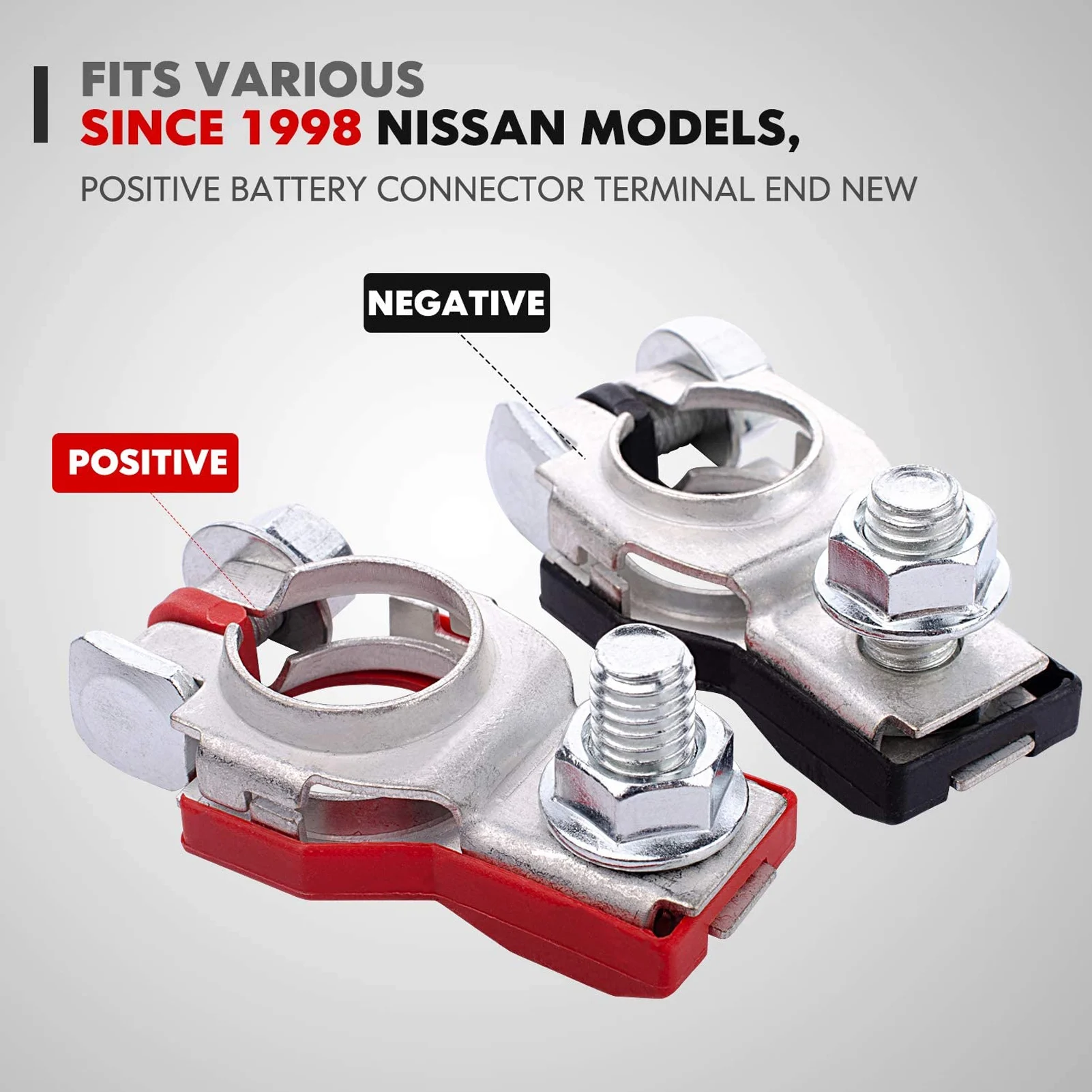 2pcs Positive Negative Battery Terminal Set 243407F000 243407F001 Car Cable Connector Clamp Replacement for INFINITI 243407F001