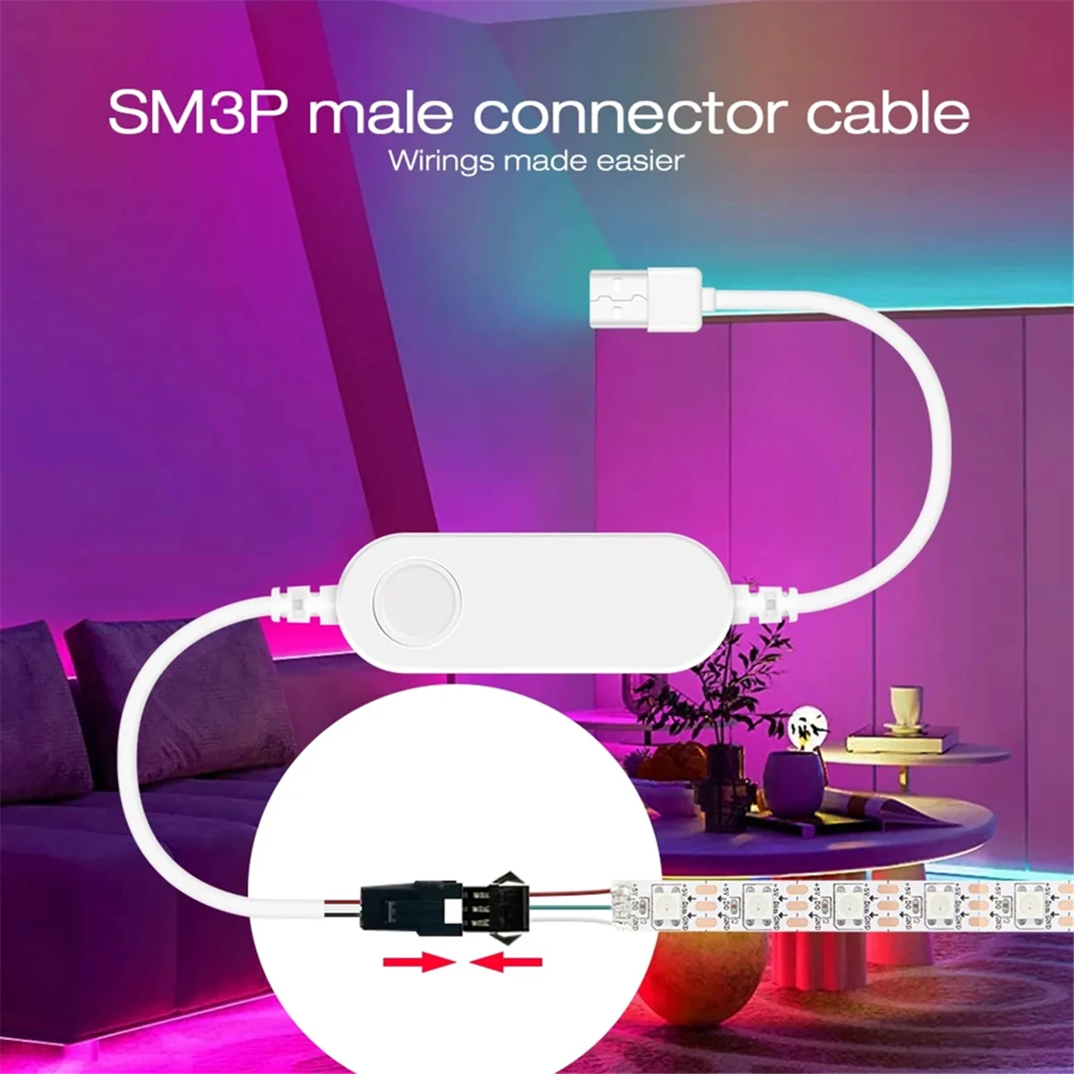 M86K WLED ESP32 Mini Controlador de Faixa LED RGB IC Digital com Modo de Microfone DC5V USB Dinâmico WS2811 WS2812/B