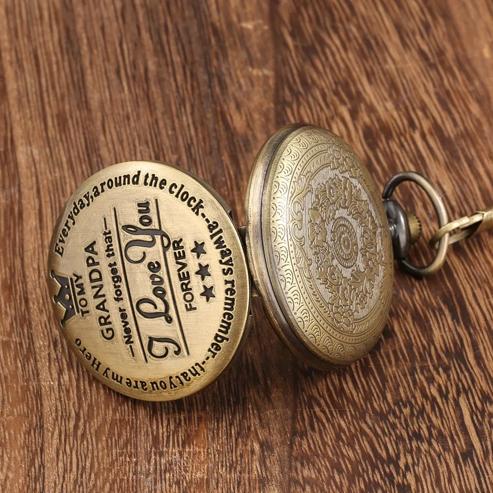 البرونزية خمر الجد تصميم كوارتز ساعة الجيب قلادة قلادة فوب سلسلة الجيب ساعة هدية على مدار الساعة