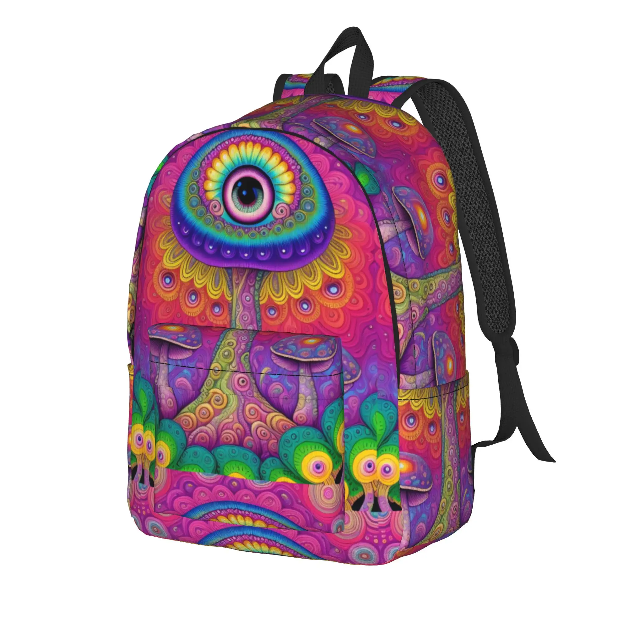 Psychedelic Giant‑eye Magic Mushroom Backpack  Female Polyester Travel Backpacks Large Kawaii School Bags Rucksack