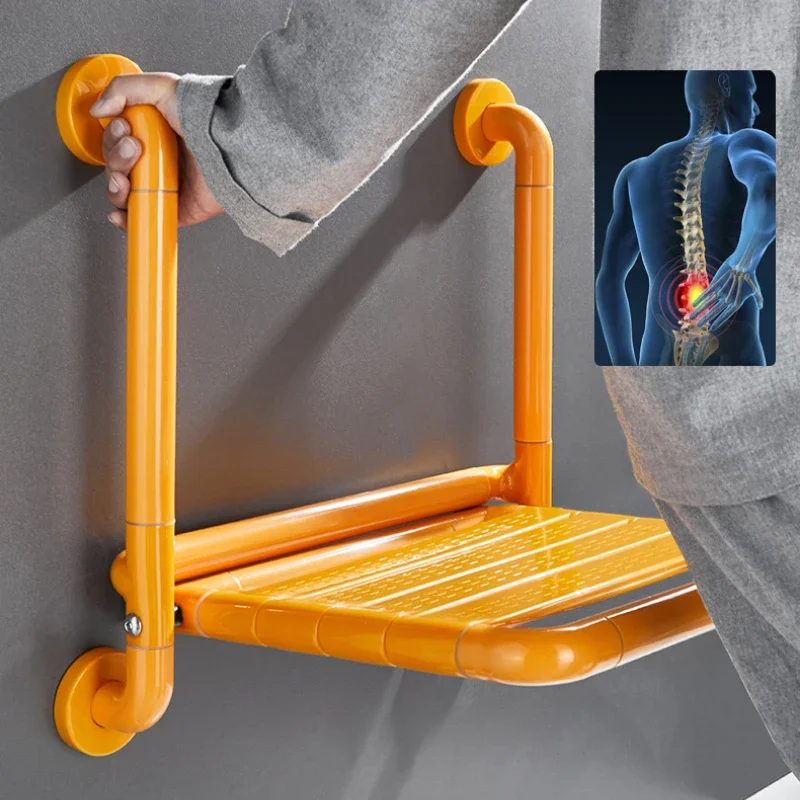 Bathroom Folding Stool Wall-mounted Toilet Elderly Safety Non-slip Disabled Barrier-free Handrails Bathing and Bathing Stool