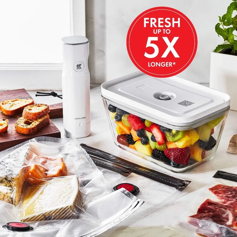 Fresh & Save Vacuum Sealer Machine Starter Set with Airtight Food Storage Container Glass, Sous Vide Bags, Meal Prep