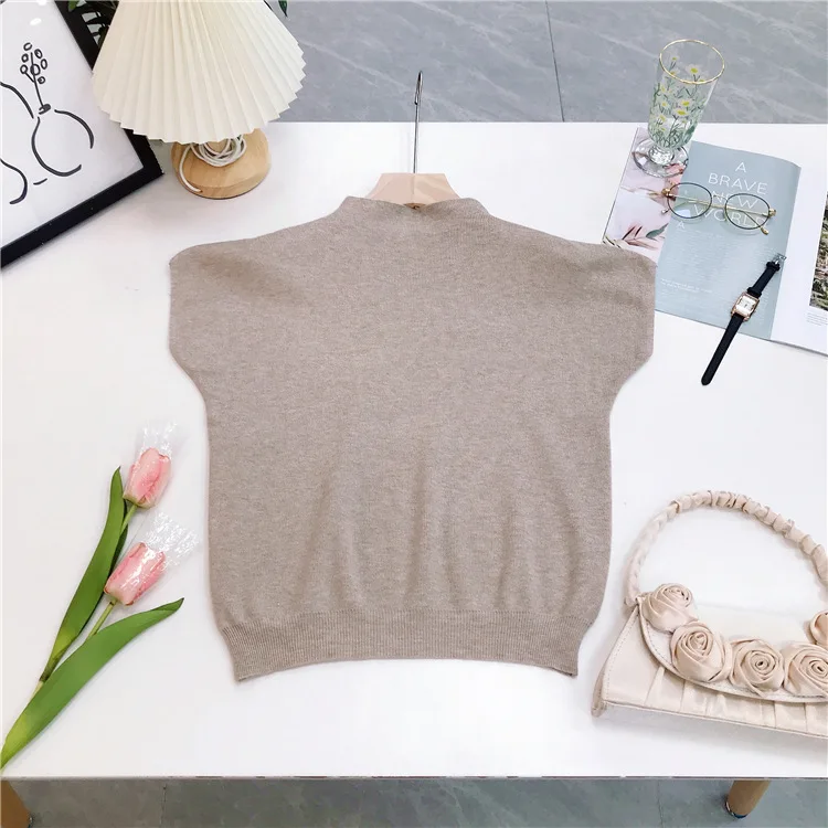 Women Clothing for Summer and Autumn Short Sleeve Turtleneck Knitting Tops for Women Elastical Warmkeeping  Women Sweater